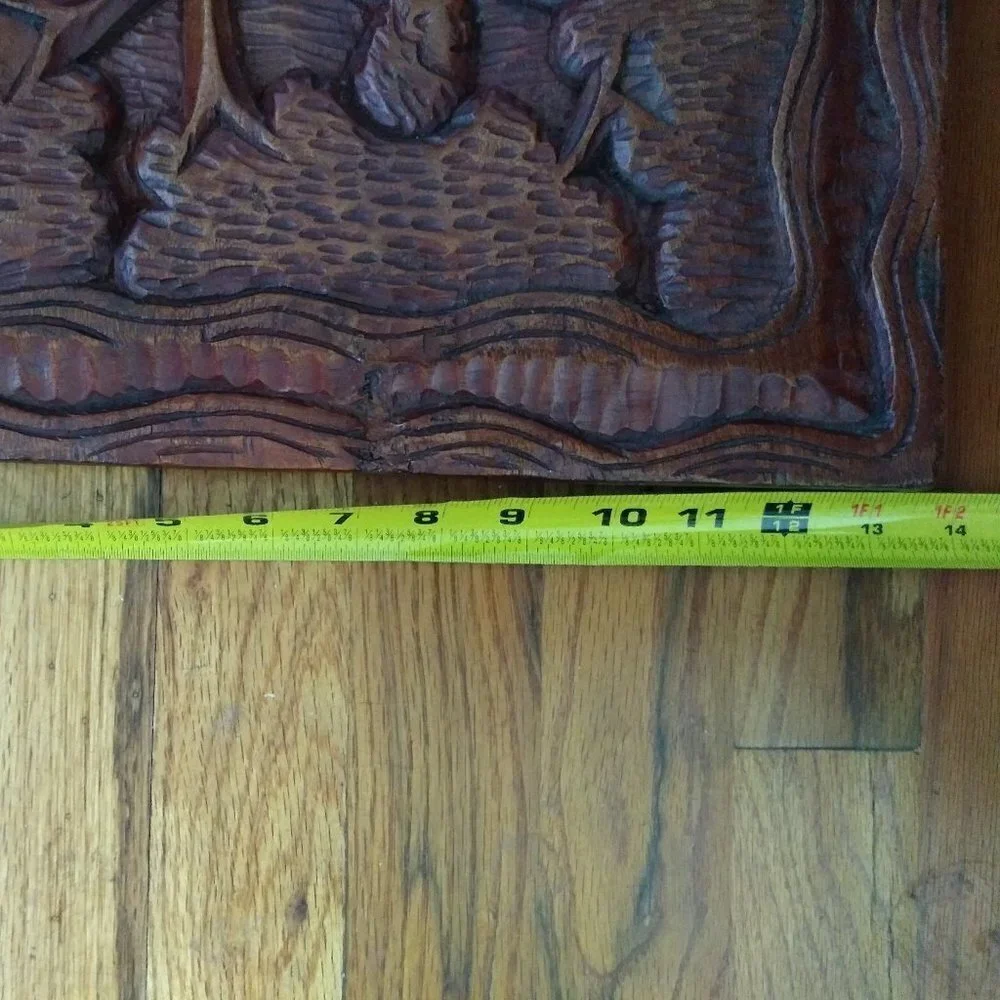 Vintage Wood Folk Art Carved Wall Hanging Rustic Country Farmhouse decor